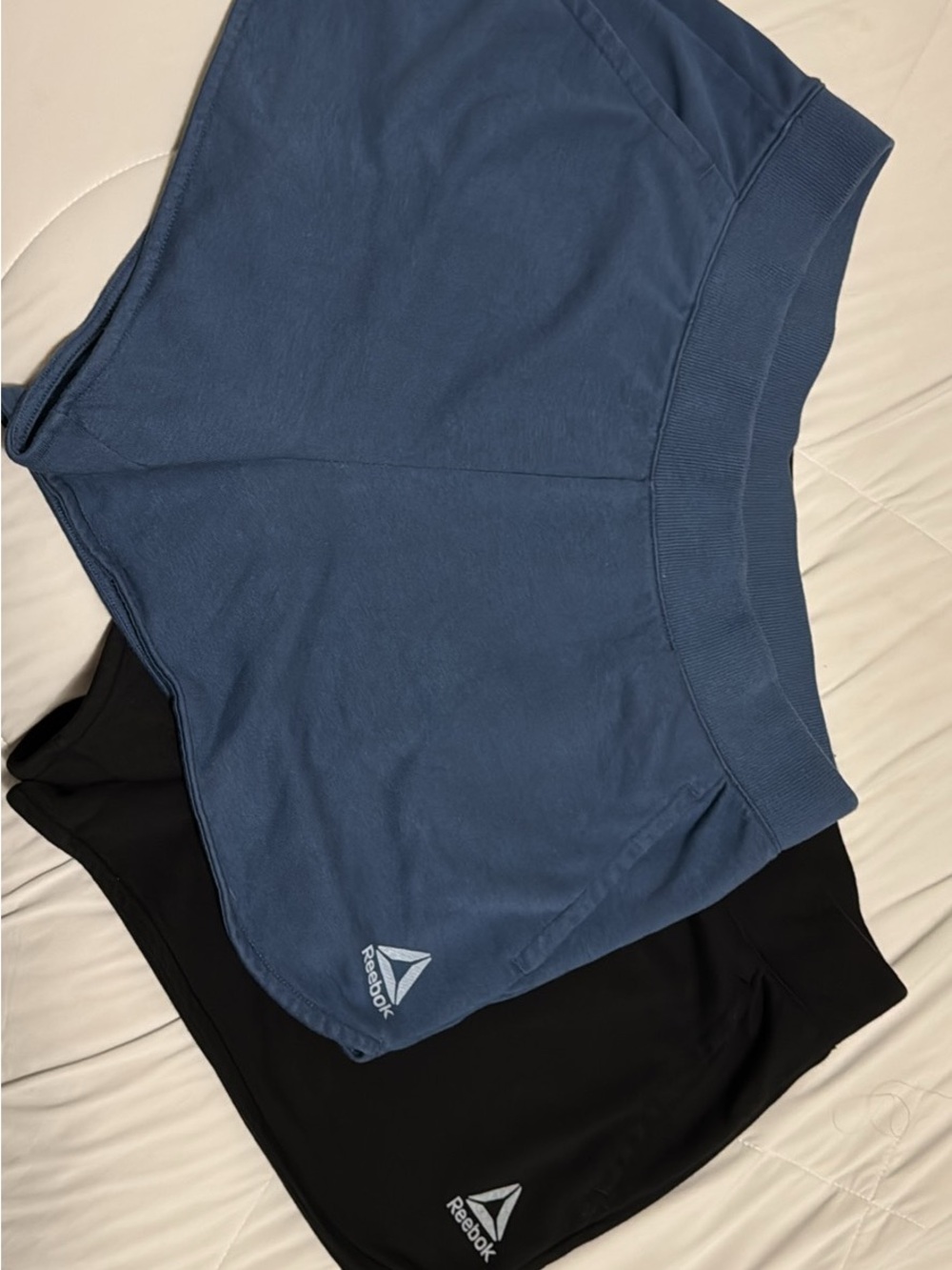 Reebok shorts & White Ribbed Crop Tank with Front Snaps